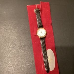 Vintage Jacques Edho Watch Paris Men's Round Analog Genuine Black Leather